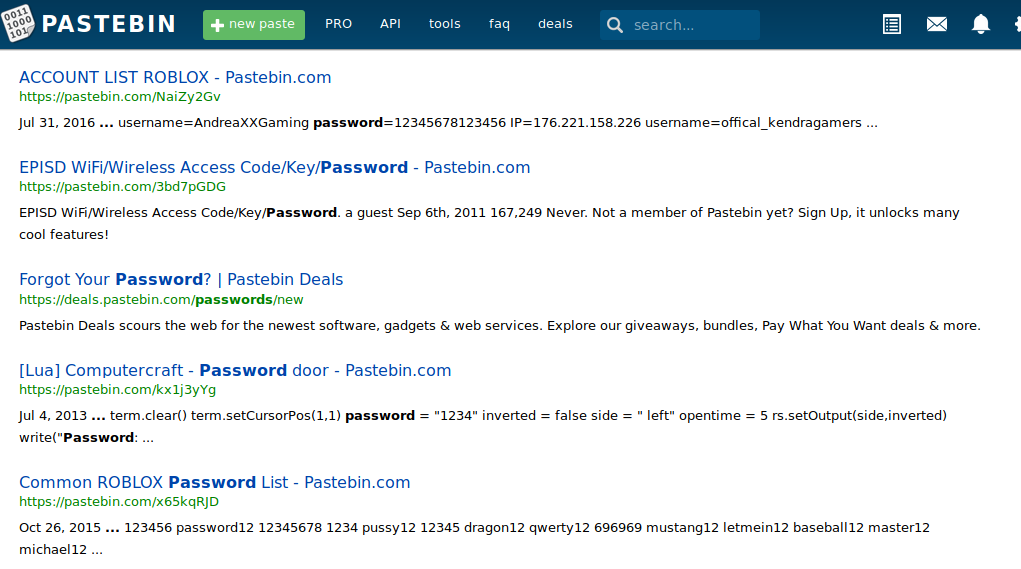 Roblox Common Passwords Pastebin - roblox accounts with passwords pastebin